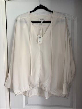 Banana Republic Ivory V-Neck Tie Blouse